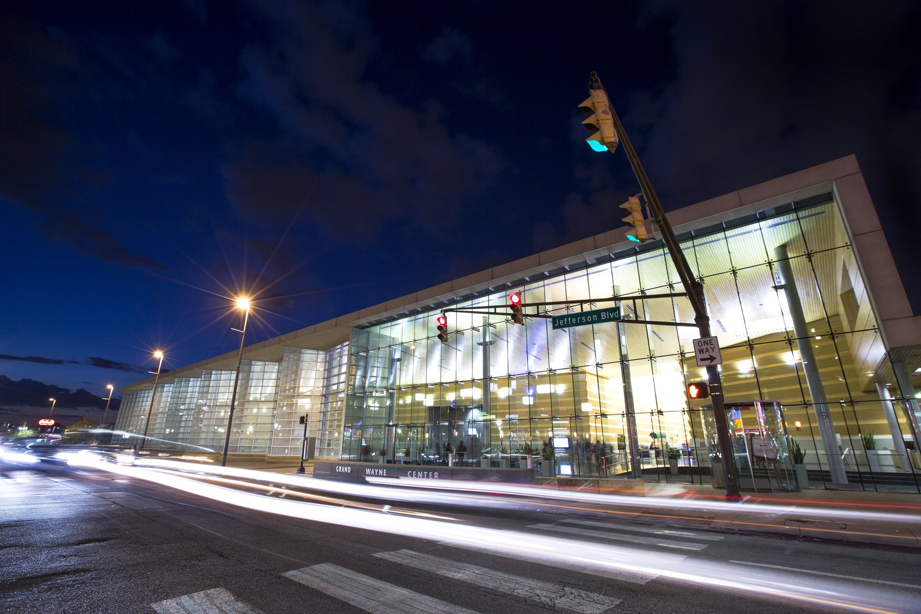 Grand Wayne Convention Center at night